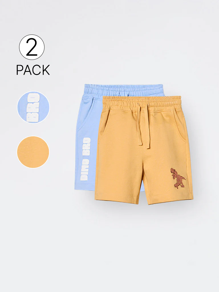 2-Pack HOP Kids Boys Multicolour Mid-Rise Cotton Shorts - Exclusive - Image 2