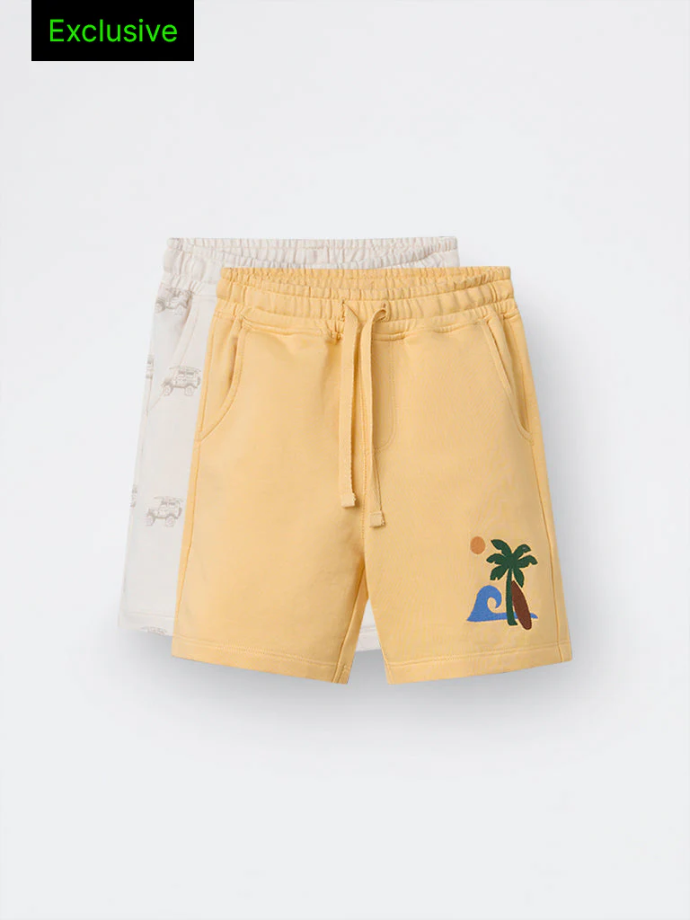 2-Pack HOP Kids Boys Multicolour Printed Mid-Rise Cotton Shorts