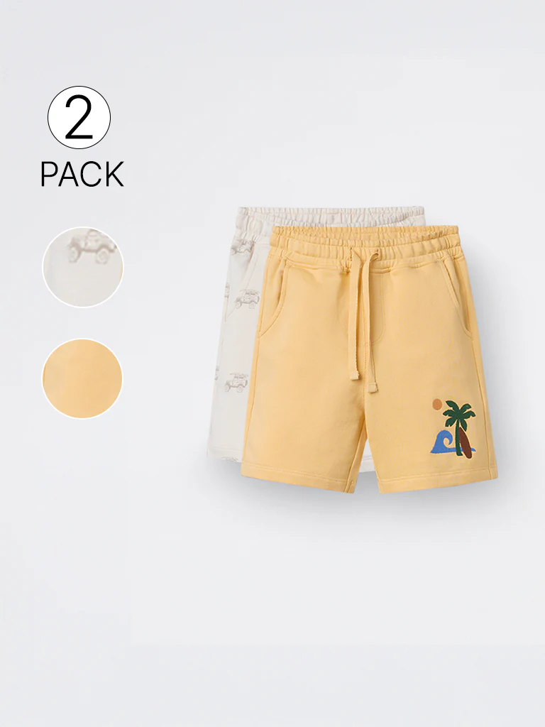2-Pack HOP Kids Boys Multicolour Printed Mid-Rise Cotton Shorts - Image 3