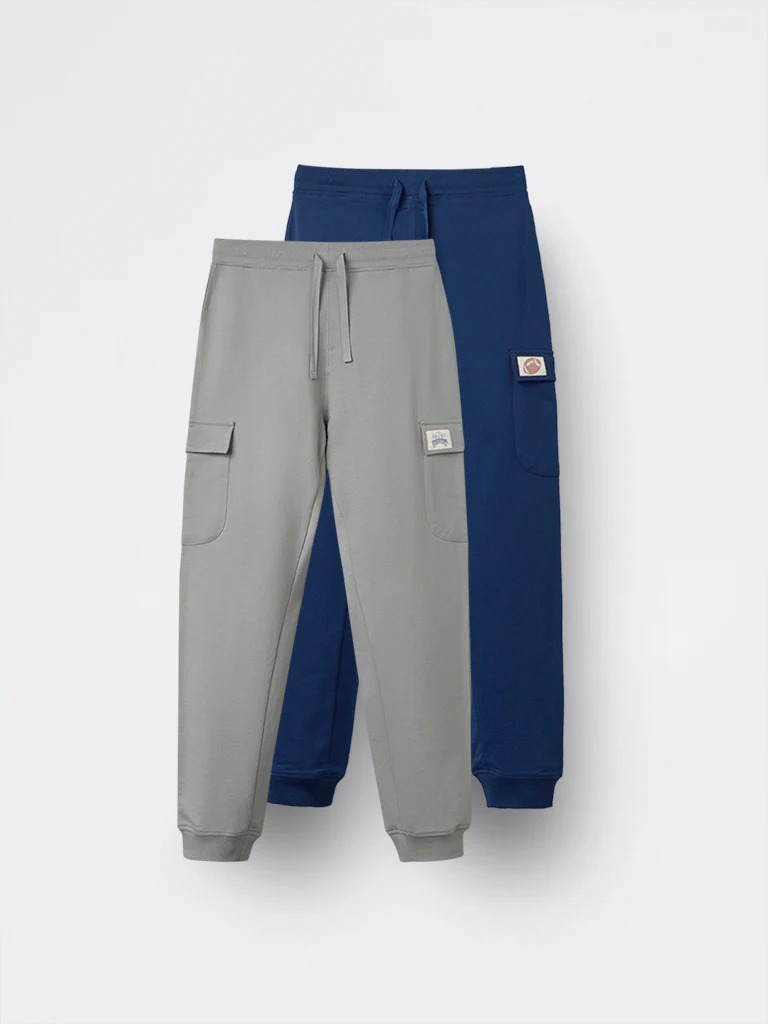 2-Pack HOP Kids Boys Multicolour Solid Mid-Rise Cotton Joggers - Exclusive - Image 2