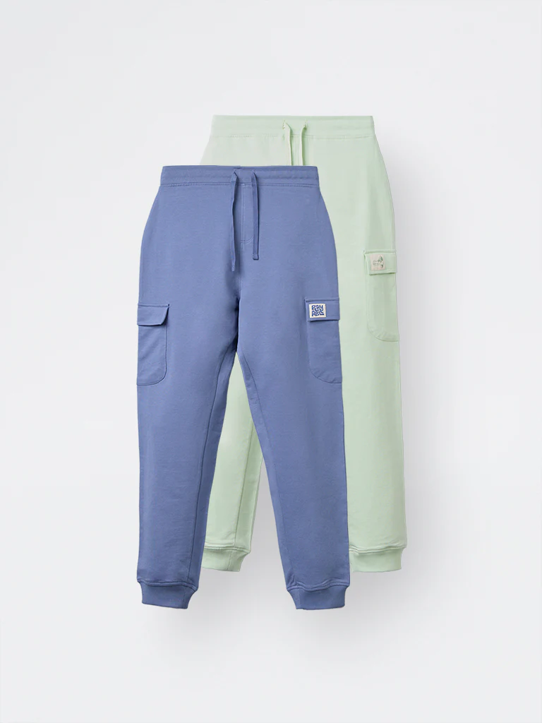 2-Pack HOP Kids Boys Multicolour Solid Mid-Rise Cotton Joggers - Exclusive - Image 2