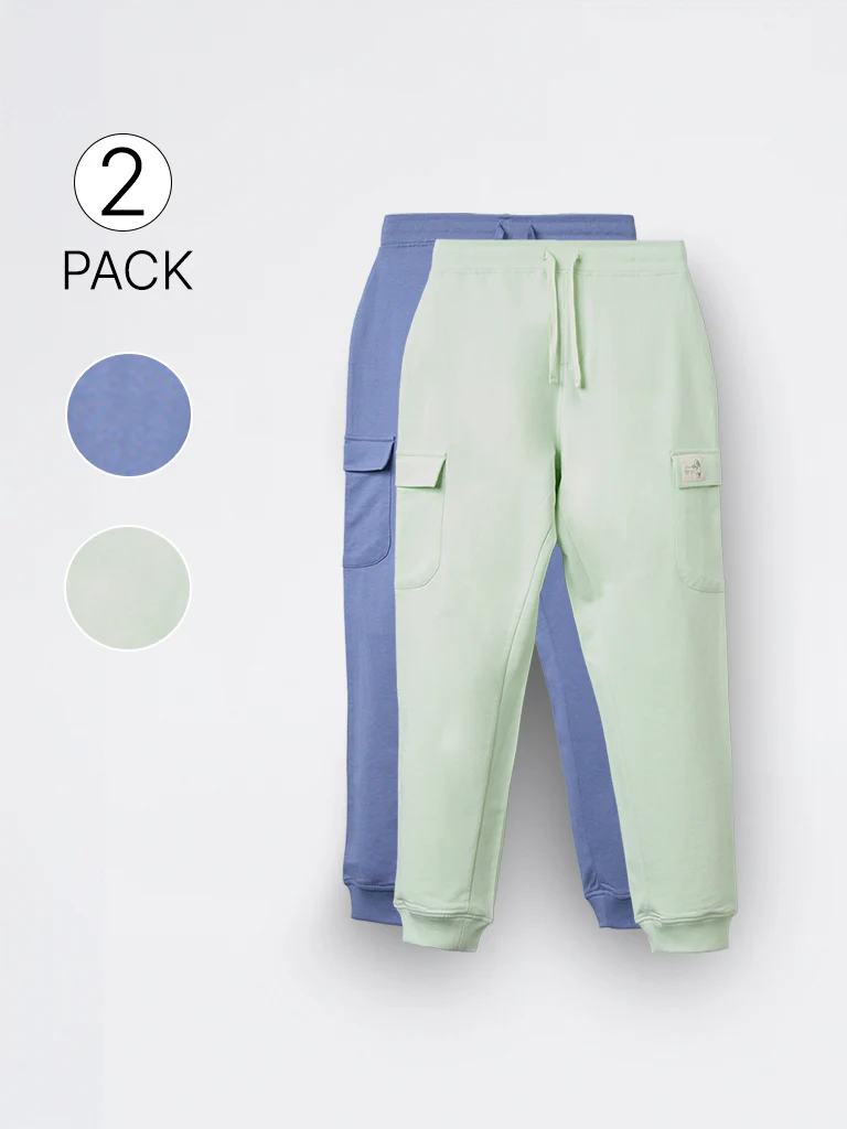 2-Pack HOP Kids Boys Multicolour Solid Mid-Rise Cotton Joggers - Exclusive - Image 3