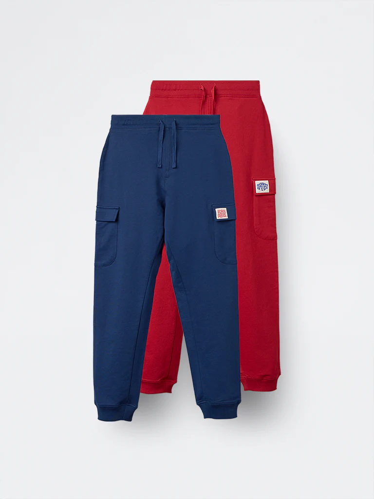 2-Pack HOP Kids Boys Multicolour Solid Mid-Rise Cotton Joggers - Exclusive - Image 2
