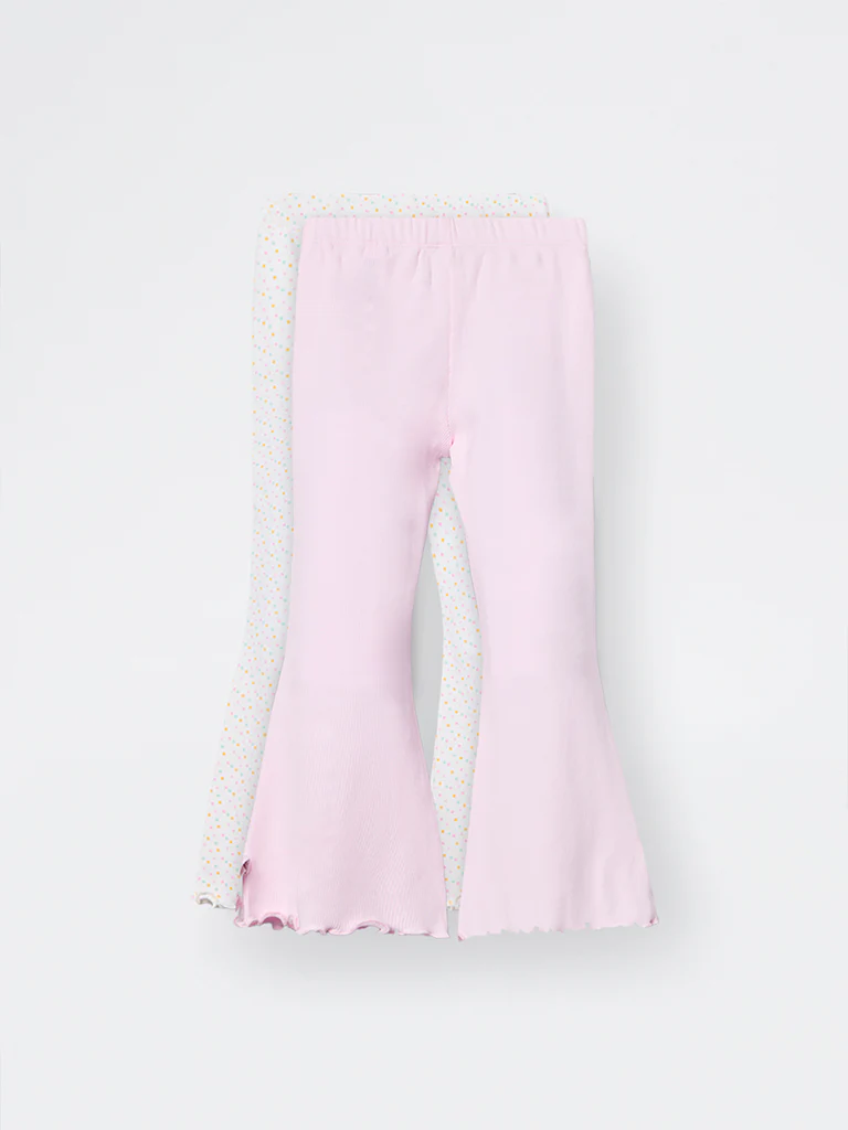 2-Pack HOP Kids Girls Pink Printed High-Rise Cotton-Blend Bootcut Pants - Exclusive - Image 4