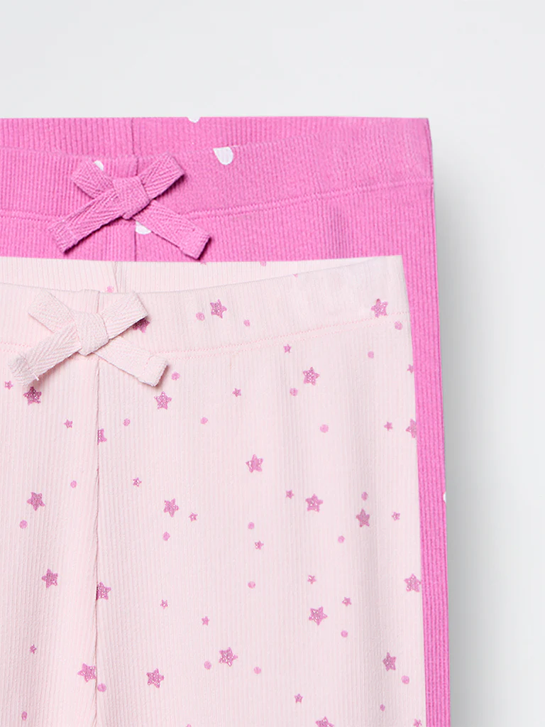 2-Pack HOP Kids Girls Pink Printed High-Rise Cotton-Blend Pants - Exclusive - Image 5