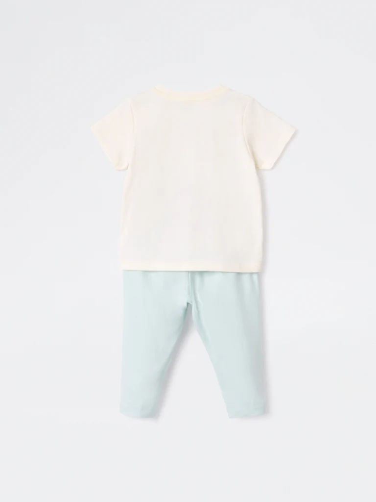 2-Piece HOP Baby Boys Off-White Safari-Printed Cotton Set - Image 3