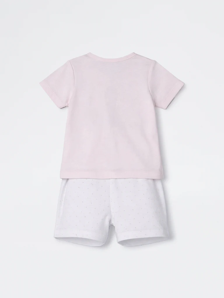 2-Piece HOP Baby Boys Pink Printed Cotton Set - Image 2