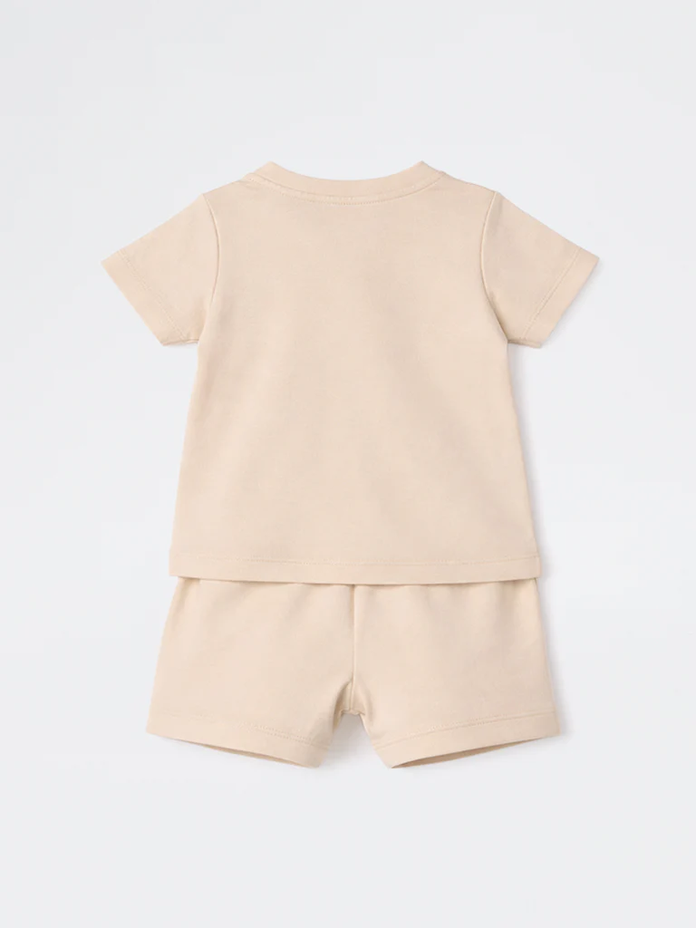 2-Piece HOP Baby Boys Taupe Animal Printed Cotton Set - Image 3