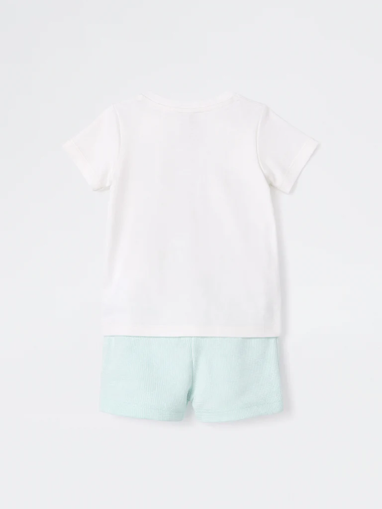 2-Piece HOP Baby Boys White Printed Cotton Set - Image 3