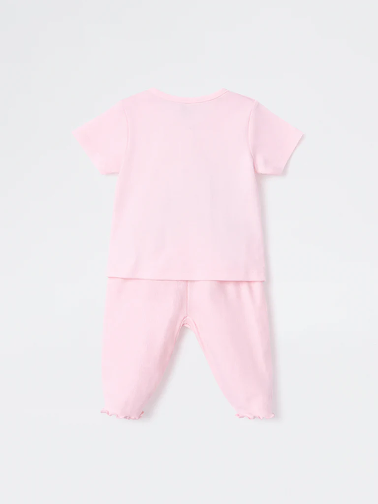 2-Piece HOP Baby Girls Pink Cotton Set - Image 3