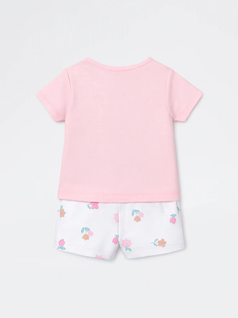2-Piece HOP Baby Girls Pink Floral Printed Cotton Set - Image 3