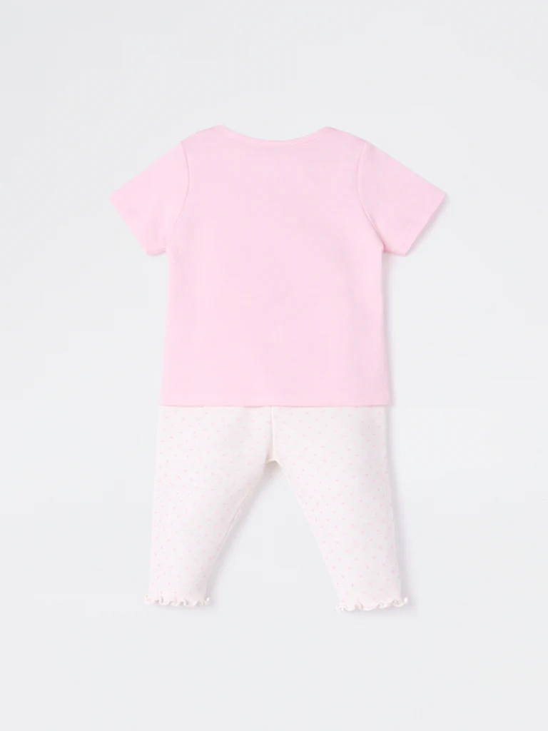 2-Piece HOP Baby Girls Pink Printed Cotton Set - Image 3
