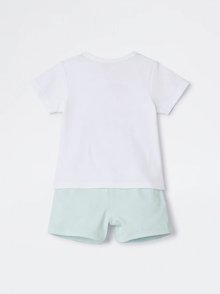 2-Piece HOP Baby Girls White Printed Cotton Set - Image 3