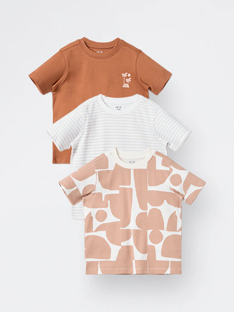 3-Pack HOP Kids Boys Multicolour Printed Cotton T-Shirts - Exclusive - Image 3