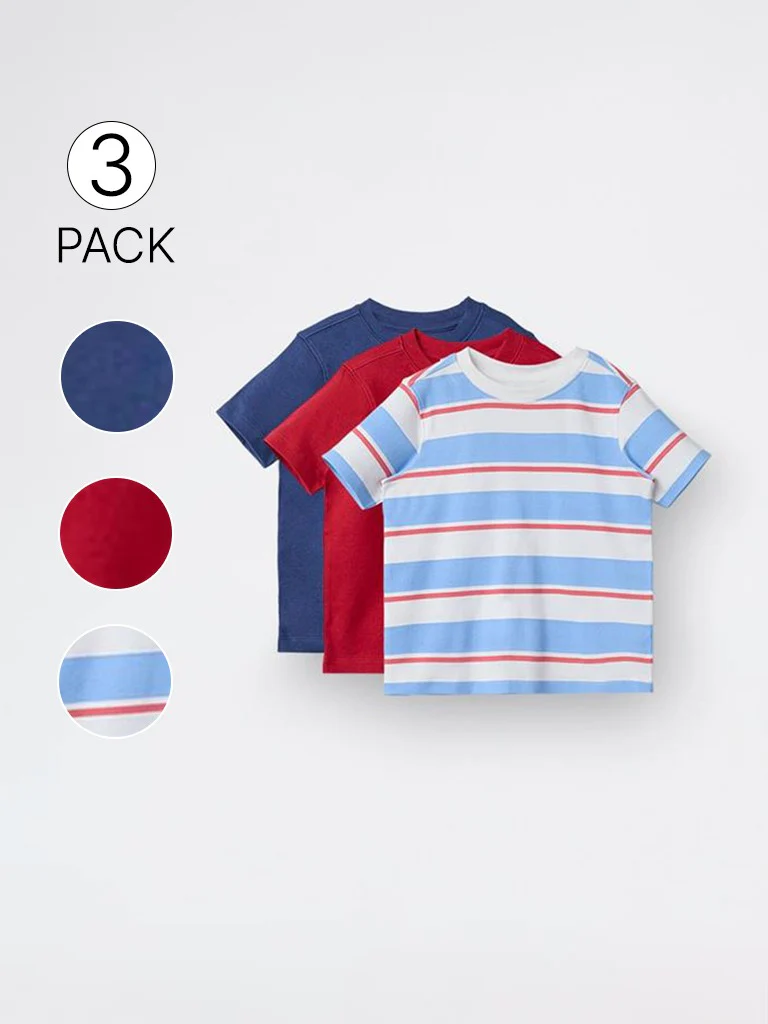 3-Pack HOP Kids Boys Multicolour Printed Cotton T-Shirts - Exclusive - Image 4
