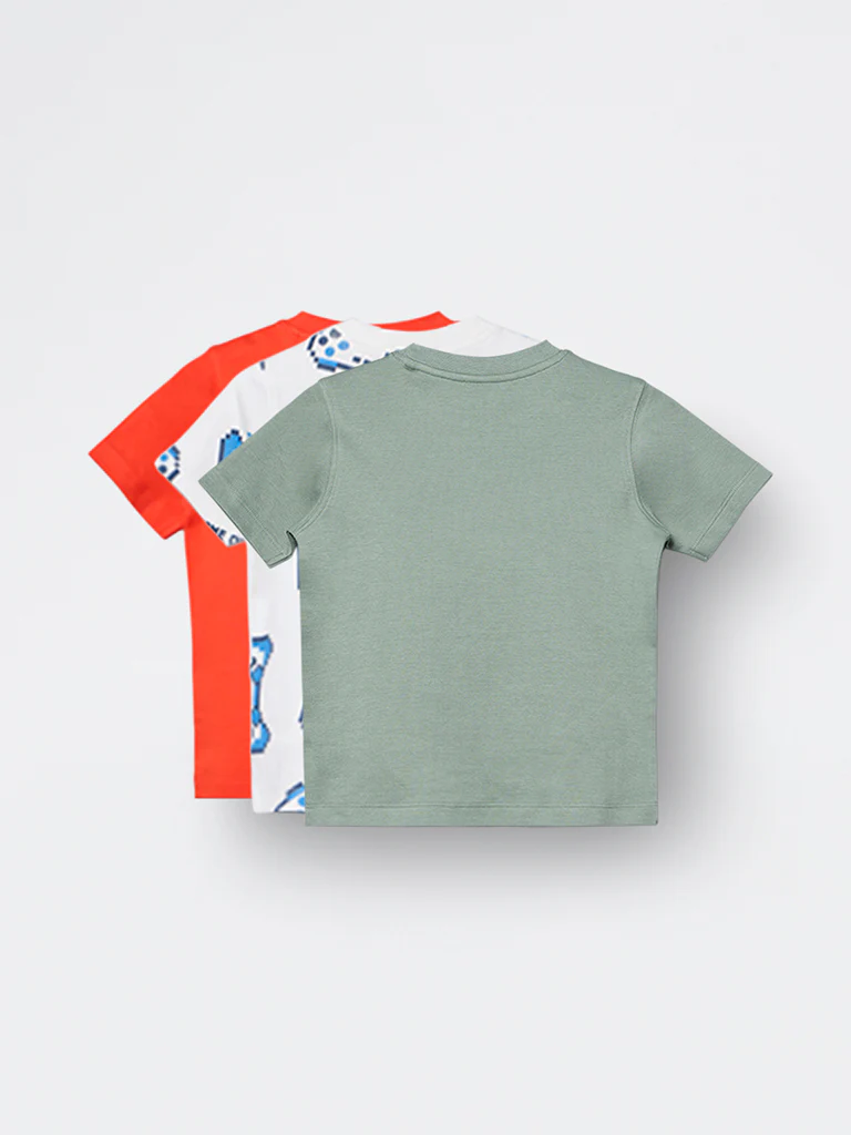3-Pack HOP Kids Boys Multicolour Printed Cotton T-Shirts - Exclusive - Image 4