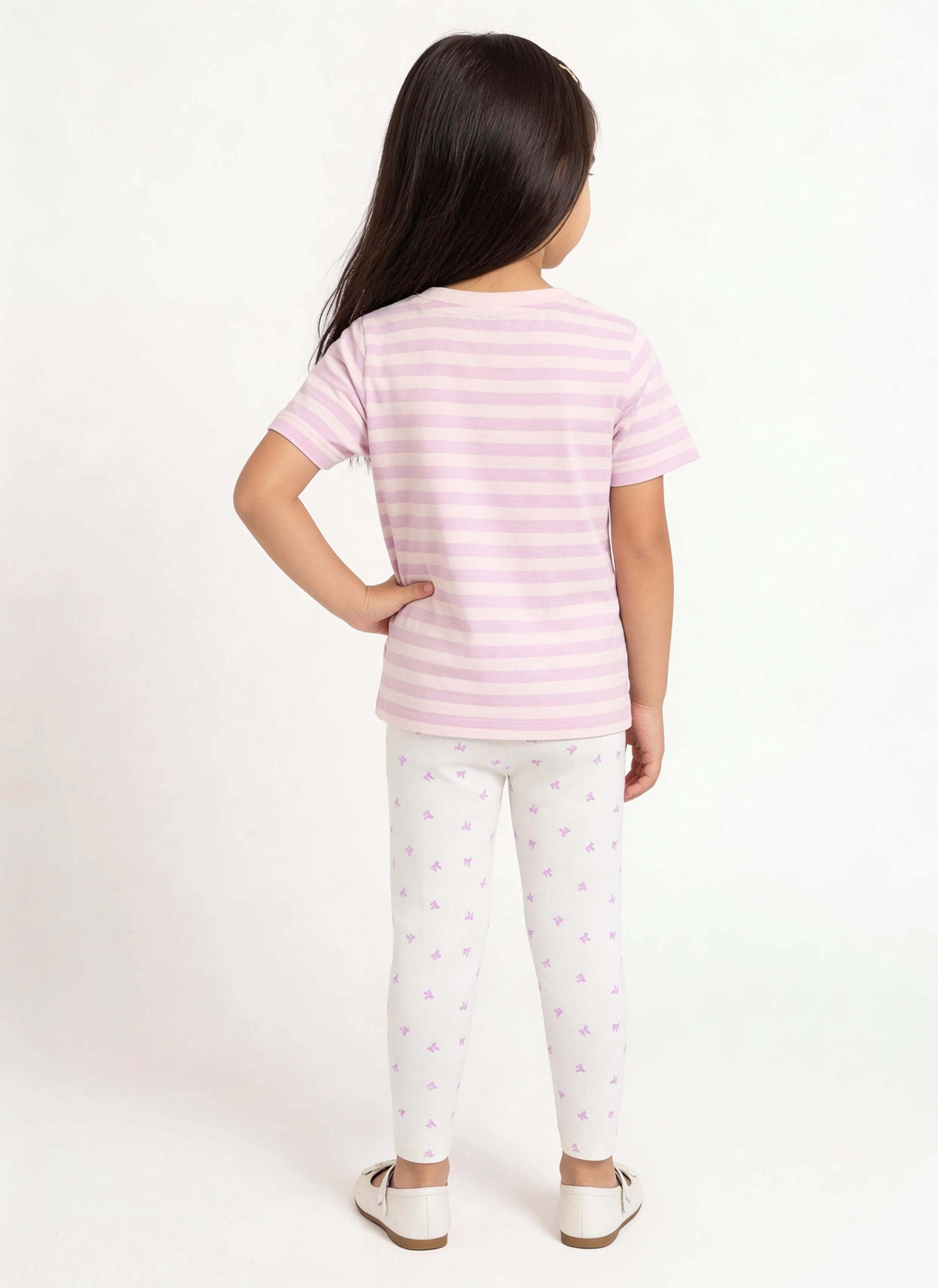 3-Pack HOP Kids Girls Lilac Printed Cotton T-Shirt - Exclusive - Image 3