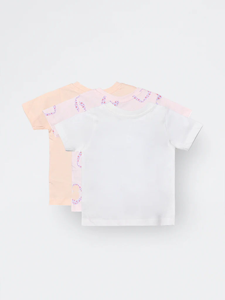 3-Pack HOP Kids Girls Multicolour Print Cotton T-Shirts - Exclusive - Image 4