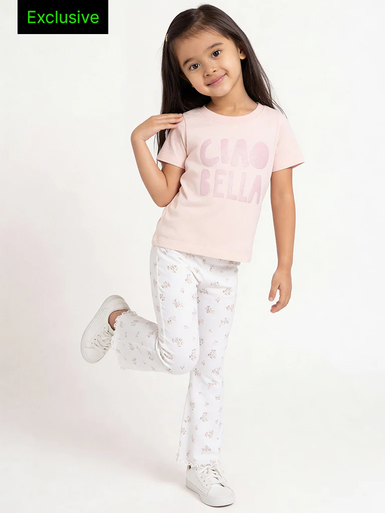 3-Pack HOP Kids Girls Peach Printed Cotton T-Shirts - Exclusive