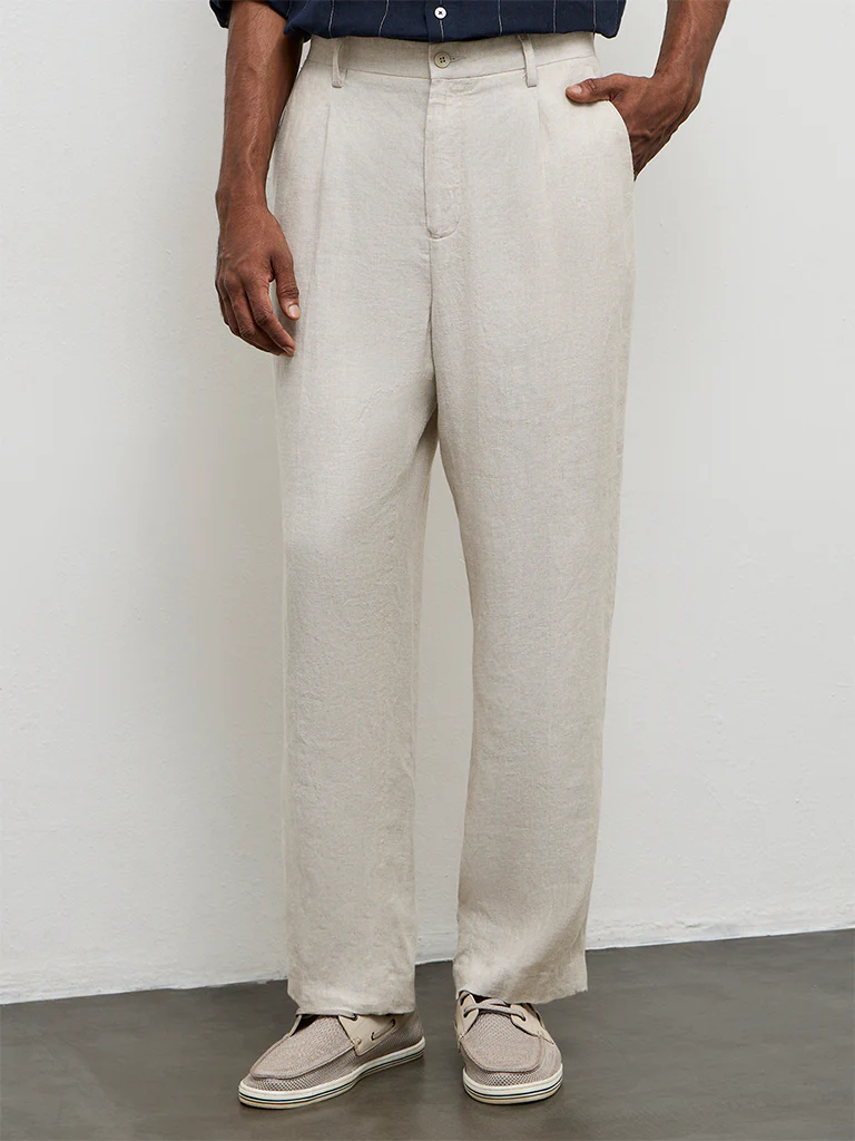 Ascot Beige Mid-Rise Relaxed-Fit Trousers - Image 2