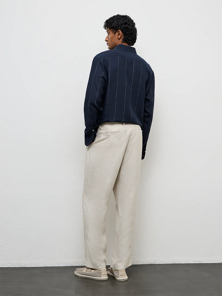 Ascot Beige Mid-Rise Relaxed-Fit Trousers - Image 4