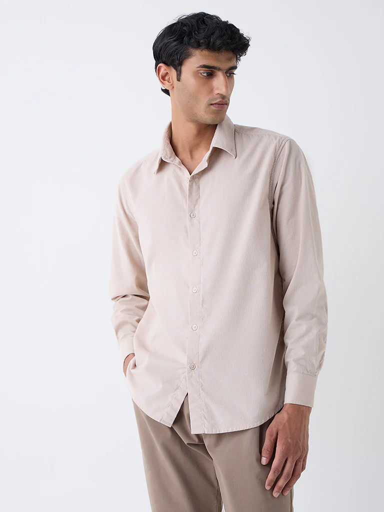 Ascot Beige Relaxed-Fit Corduroy Shirt