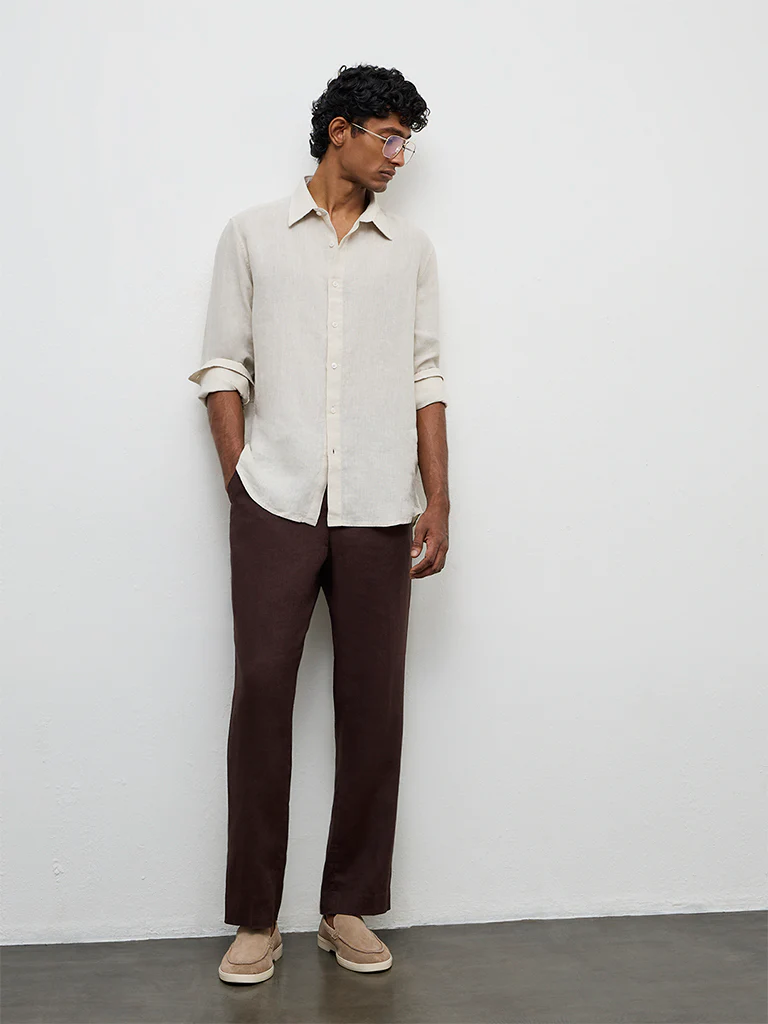 Ascot Beige Relaxed-Fit Linen Shirt - Image 2