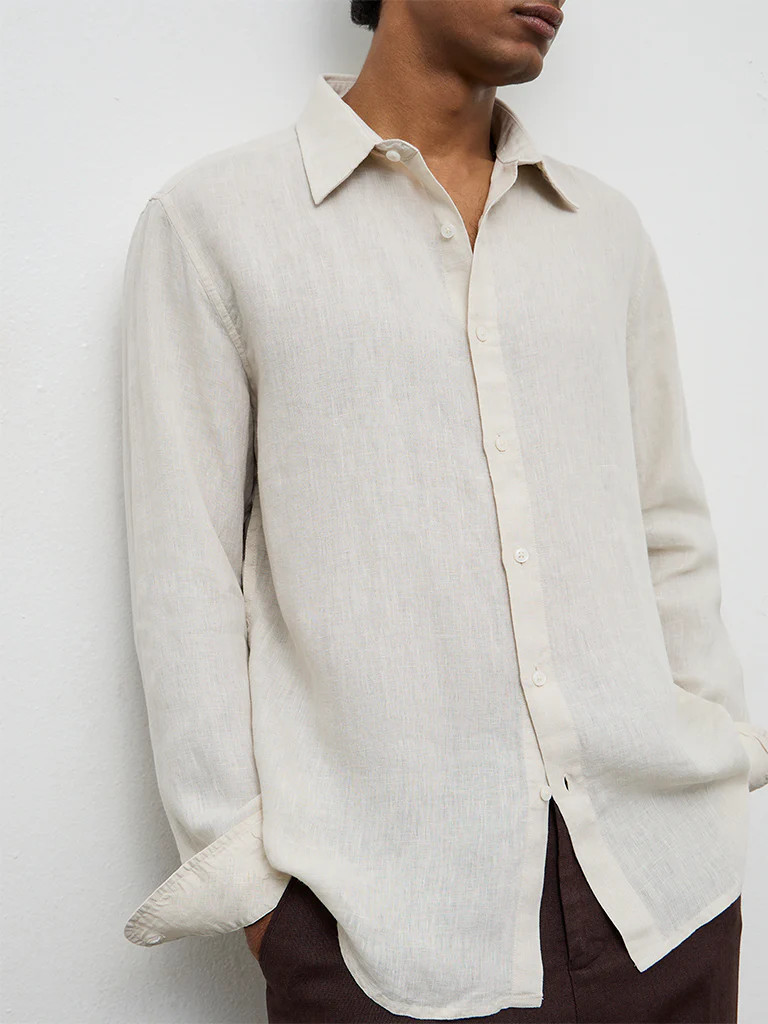 Ascot Beige Relaxed-Fit Linen Shirt - Image 3