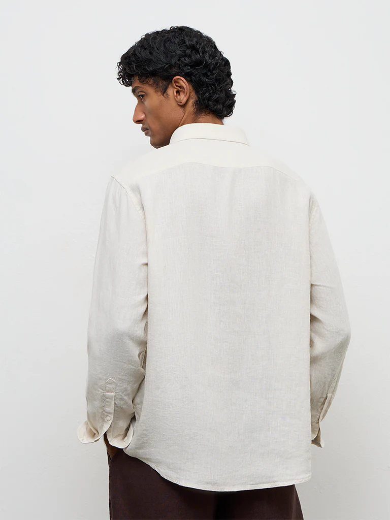 Ascot Beige Relaxed-Fit Linen Shirt - Image 4