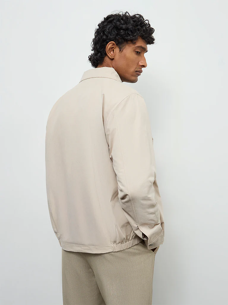 Ascot Beige Solid Relaxed-Fit Jacket - Image 5