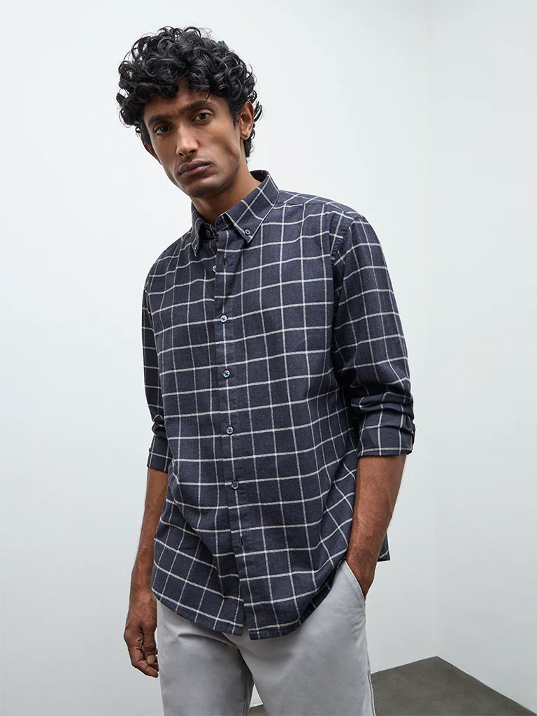 Ascot Black Checkered Relaxed-Fit Cotton Shirt - Image 2