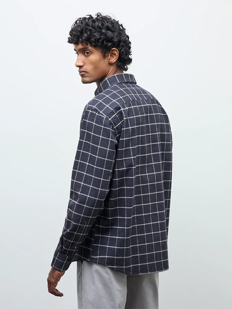 Ascot Black Checkered Relaxed-Fit Cotton Shirt - Image 4
