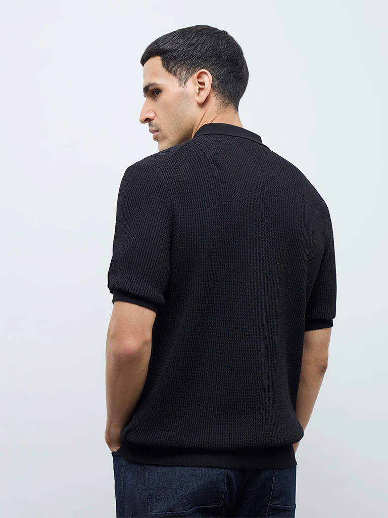 Ascot Brown Knit-Textured Relaxed-Fit Shirt - Image 4