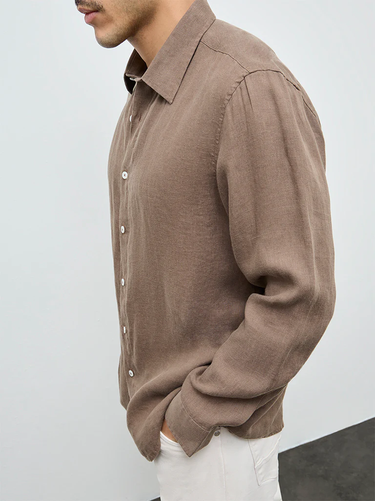 Ascot Brown Relaxed-Fit Linen Shirt - Image 3