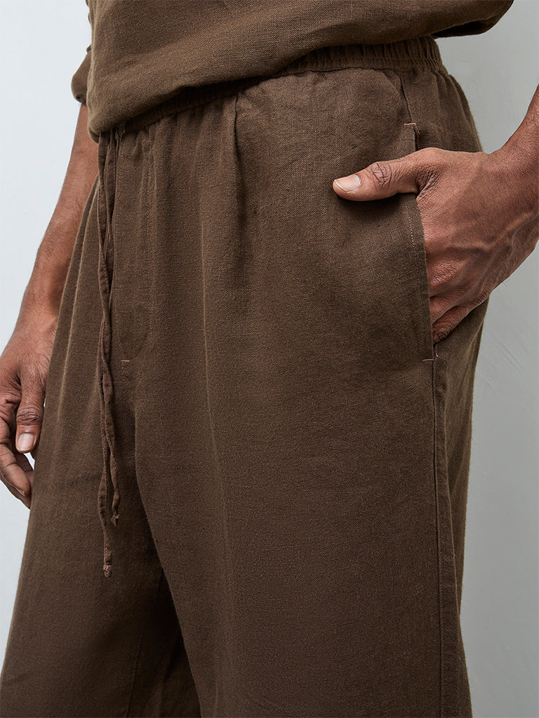 Ascot Brown Relaxed-Fit Mid-Rise Linen Chinos - Image 4