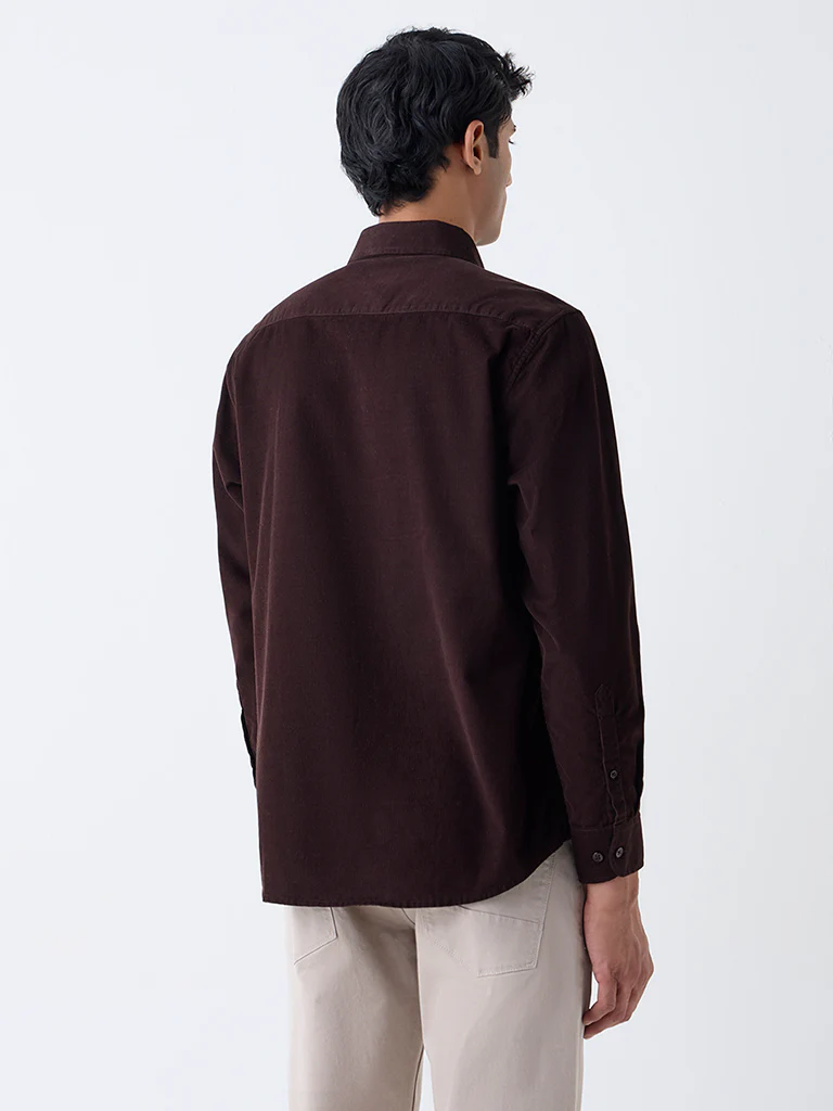 Ascot Dark Brown Relaxed-Fit Corduroy Shirt - Image 4