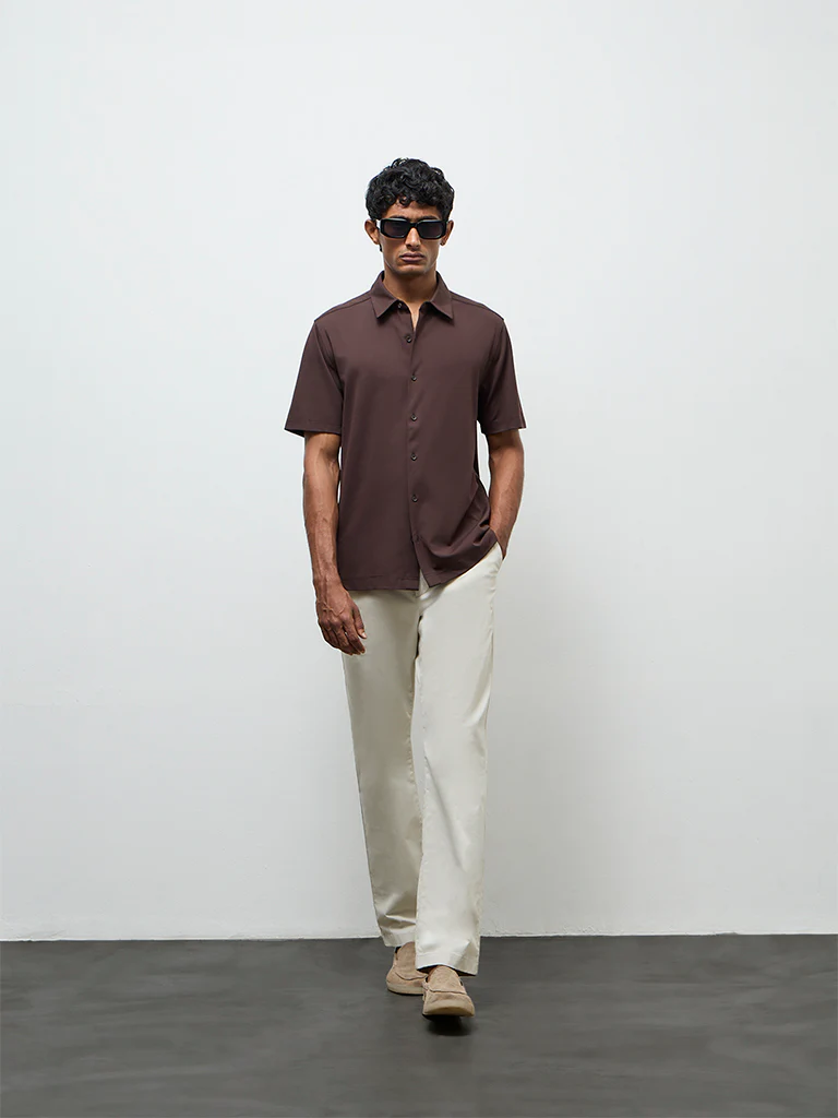 Ascot Dark Brown Relaxed Fit Shirt - Image 3