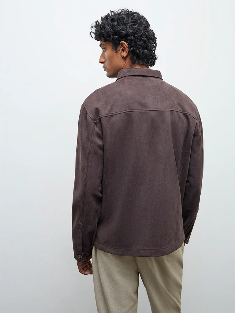 Ascot Dark Brown Relaxed-Fit Suede Jacket - Image 5