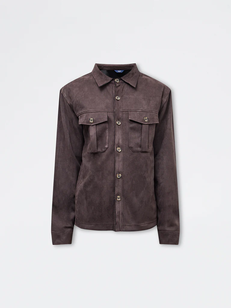 Ascot Dark Brown Relaxed-Fit Suede Jacket - Image 6