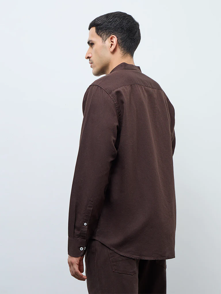 Ascot Dark Brown Solid Relaxed-Fit Shirt - Image 5