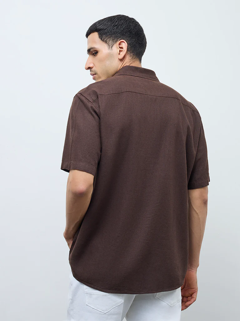 Ascot Dark Brown Striped Relaxed-Fit Shirt - Image 5