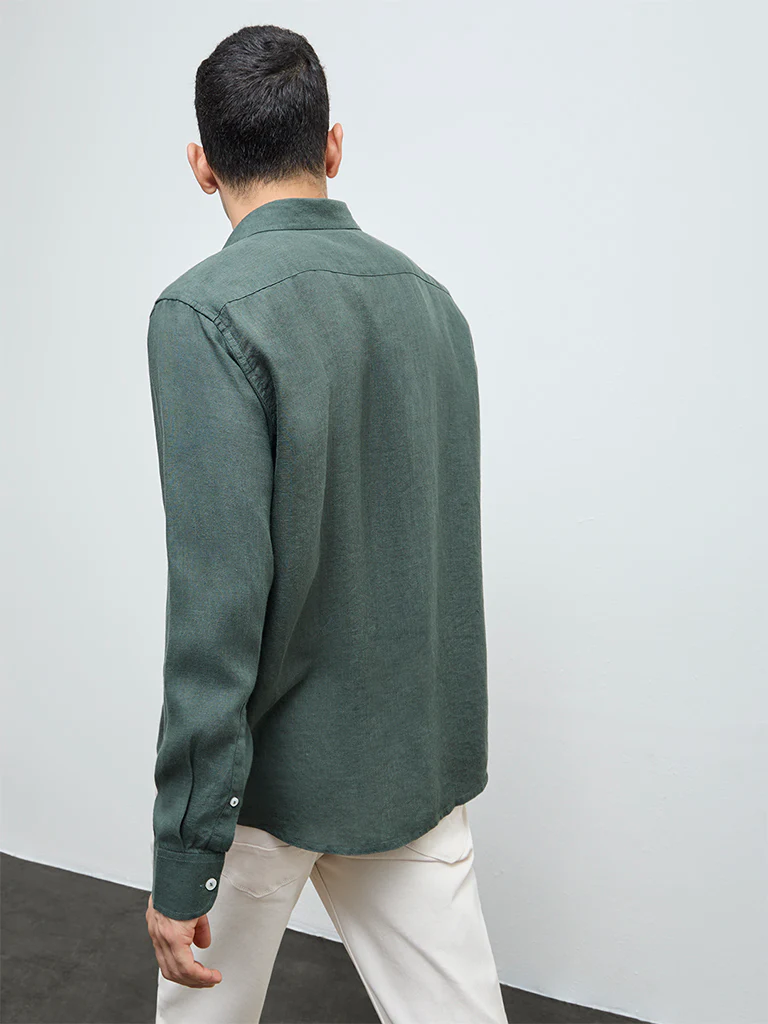 Ascot Green Relaxed-Fit Linen Shirt - Image 5
