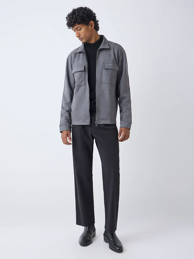 Ascot Grey Relaxed-Fit Suede Jacket