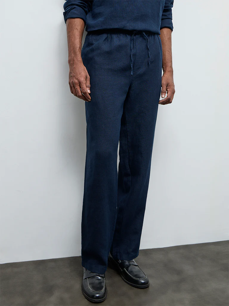 Ascot Indigo Relaxed-Fit Mid-Rise Linen Chinos - Image 3