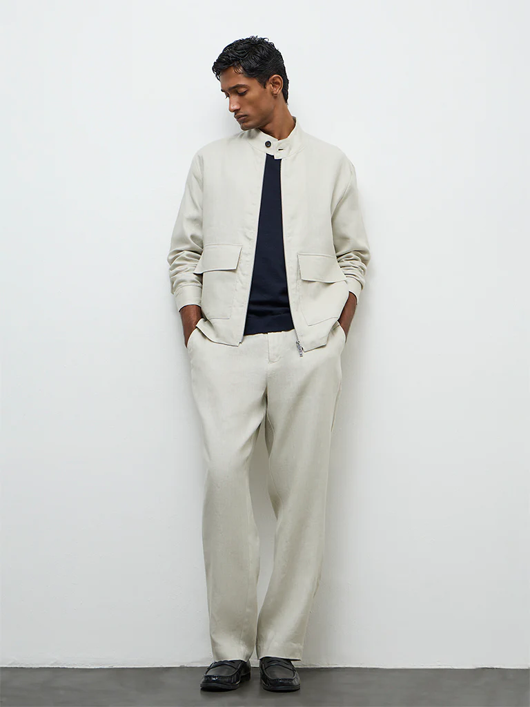 Ascot Light Beige Relaxed-Fit Linen Jacket - Image 2