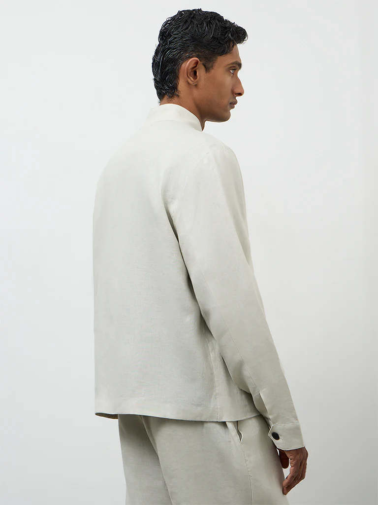 Ascot Light Beige Relaxed-Fit Linen Jacket - Image 4