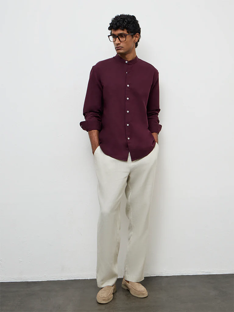 Ascot Light Beige Relaxed-Fit Mid-Rise Linen Trousers