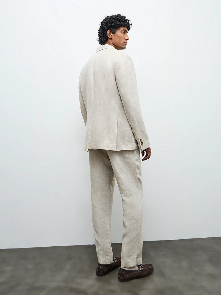 Ascot Light Beige Relaxed-Fit Mid-Rise Trousers - Image 4