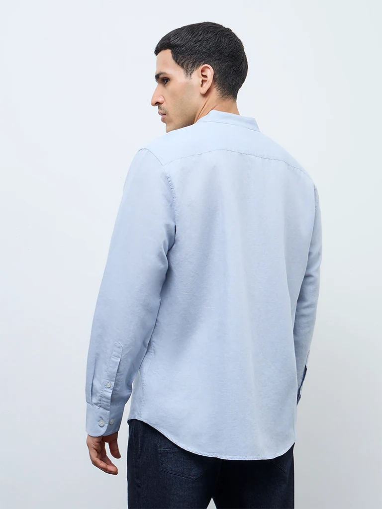 Ascot Light Blue Solid Relaxed-Fit Shirt - Image 5