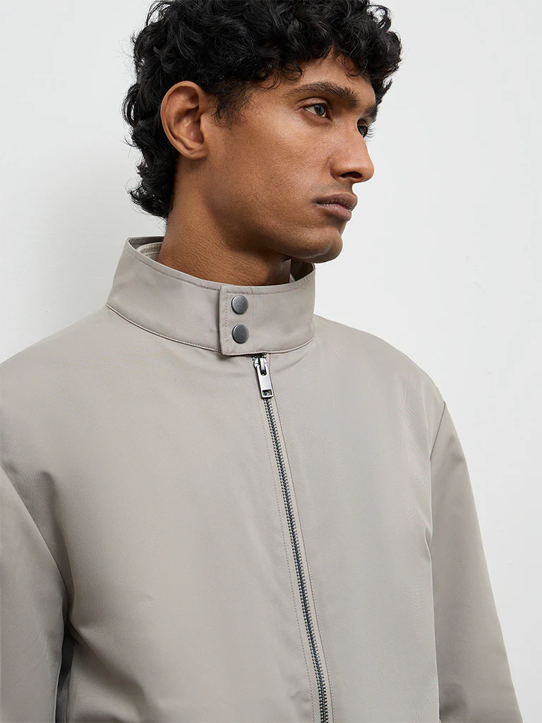 Ascot Light Taupe Relaxed-Fit Cotton-Blend Jacket - Image 3